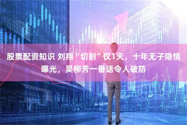 股票配资知识 刘翔“切割”仅1天，十年无子隐情曝光，吴柳芳一番话令人破防